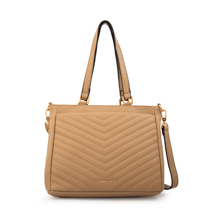 Cartera tote filomena mediana beige oscuro