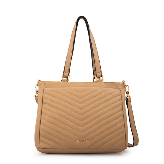 Cartera tote filomena mediana beige oscuro