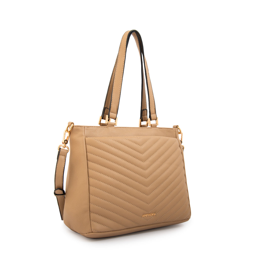 Cartera tote filomena mediana beige oscuro