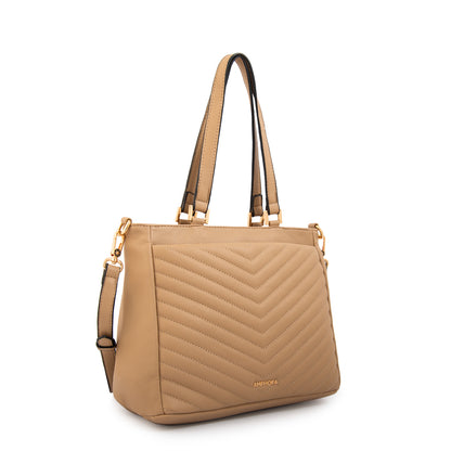 Cartera tote filomena mediana beige oscuro