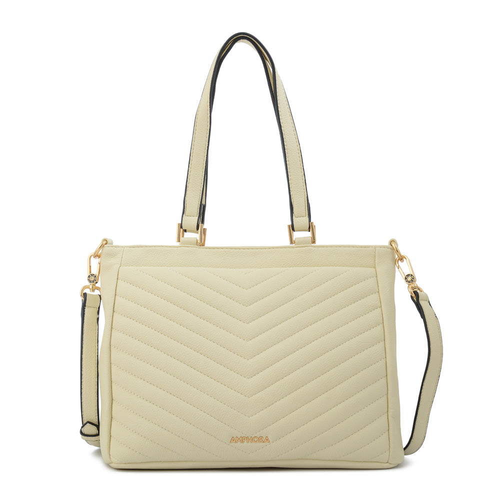 Cartera tote filomena mediana blanco crudo