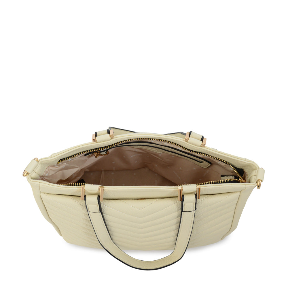 Cartera tote filomena mediana blanco crudo