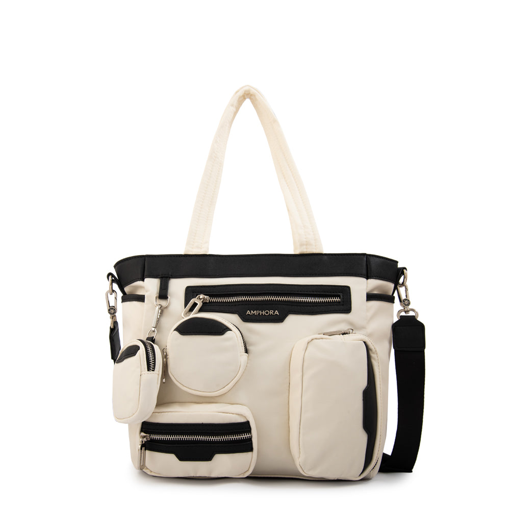 Cartera tote evany grande blanco crudo