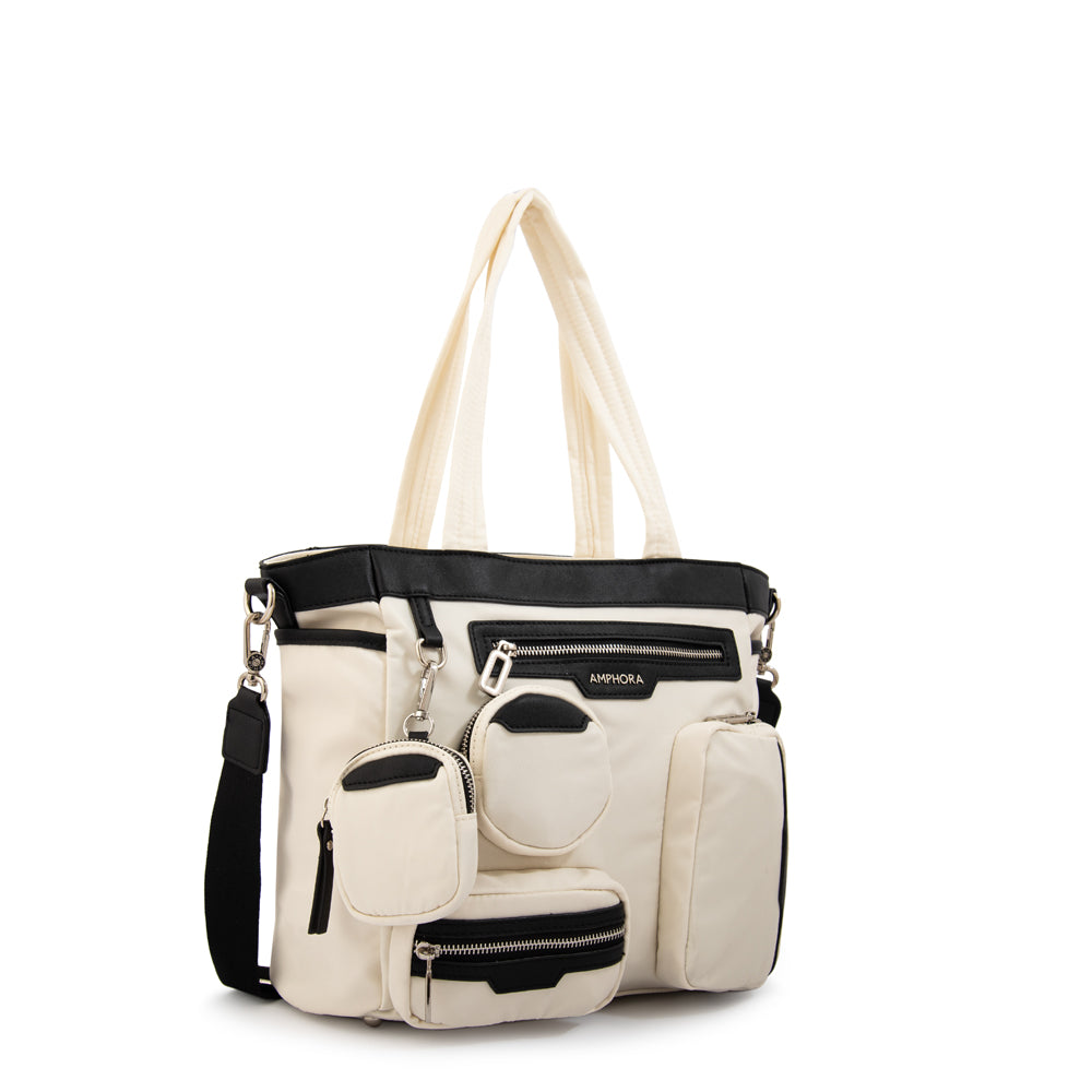 Cartera tote evany grande blanco crudo