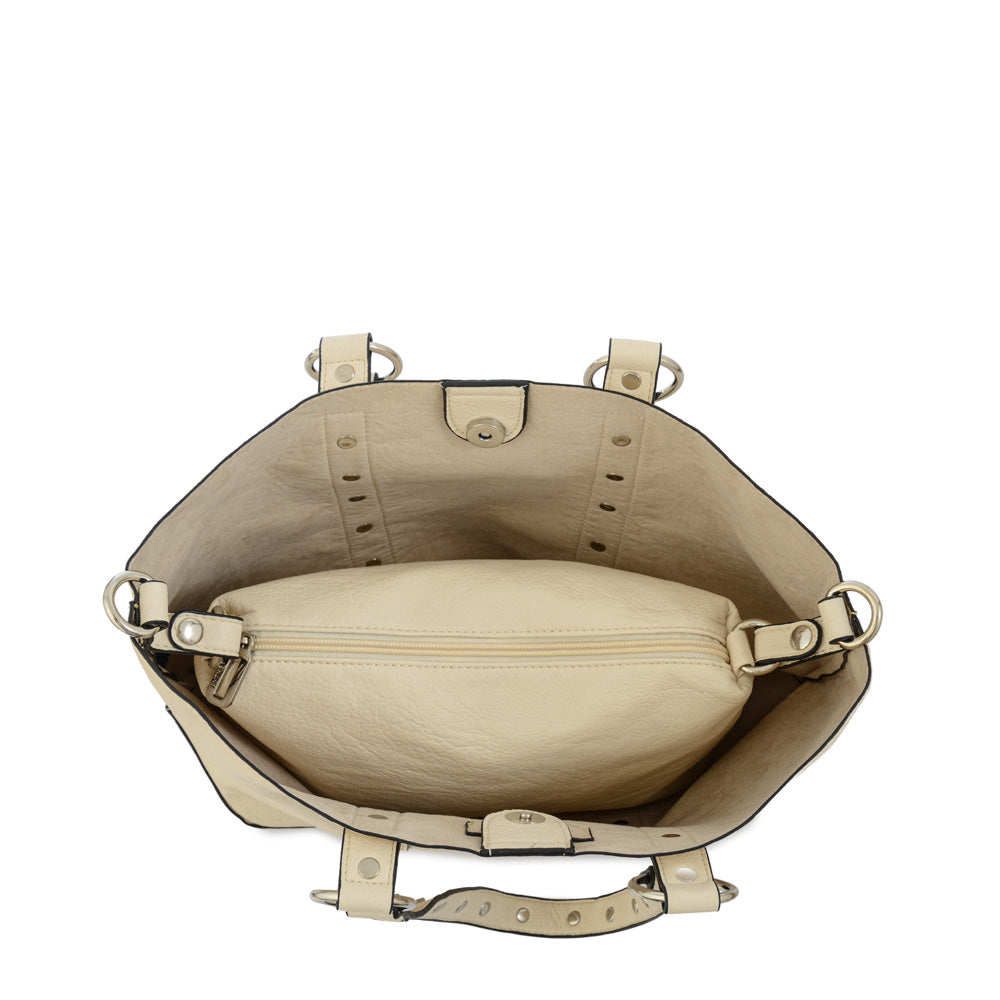 Cartera tote marlet mediana blanco crudo