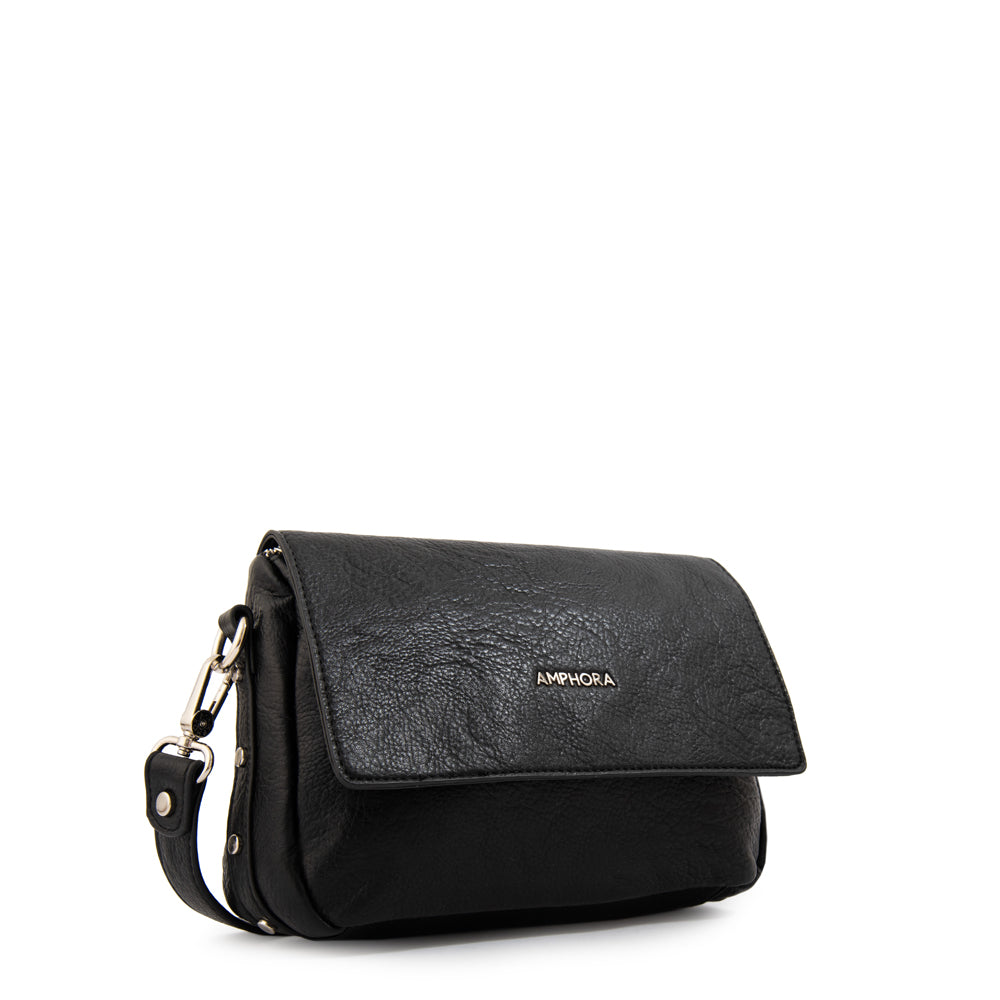 Cartera bandolera con tapa marlet pequeña negro