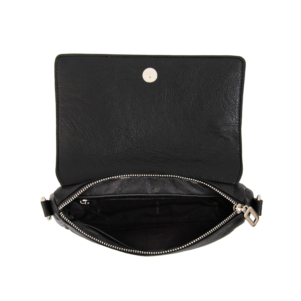 Cartera bandolera con tapa marlet pequeña negro