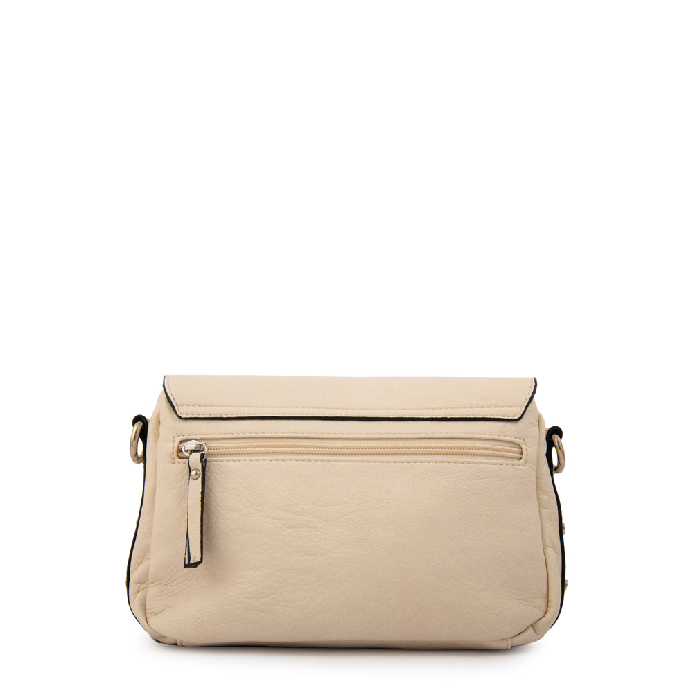 Cartera bandolera con tapa marlet pequeña blanco crudo