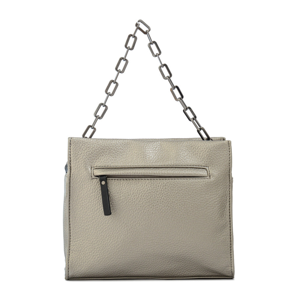 Cartera Bandolera ivana pequeña plateado oscuro