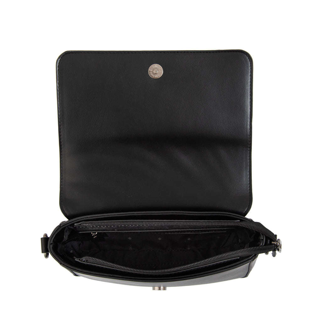 Cartera bandolera con tapa ocean mediana negro