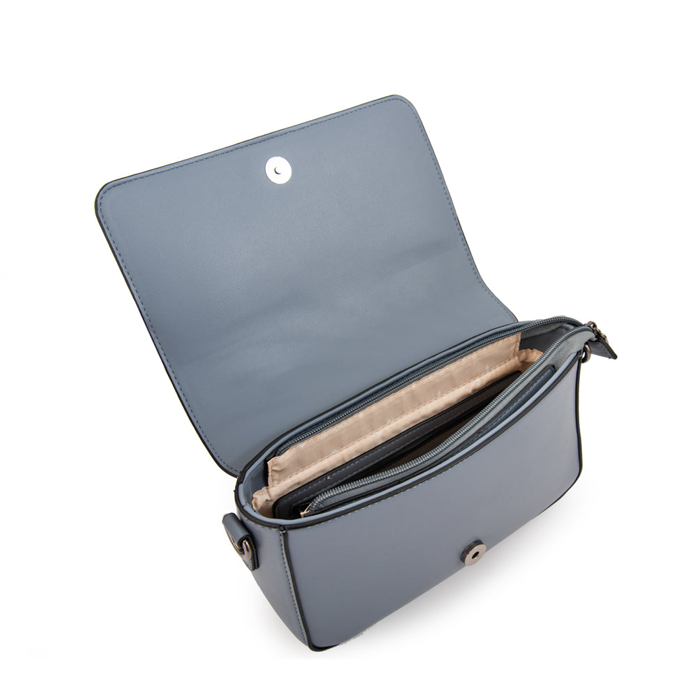 Cartera bandolera con tapa ocean mediana denim