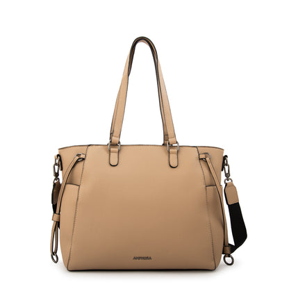 Cartera tote porta notebook romina grande beige oscuro