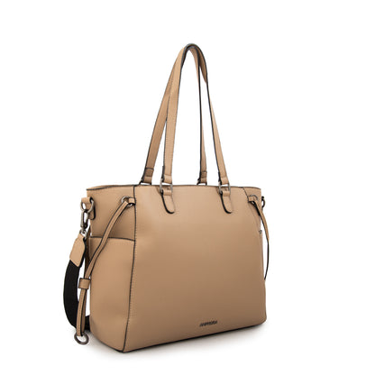 Cartera tote porta notebook romina grande beige oscuro