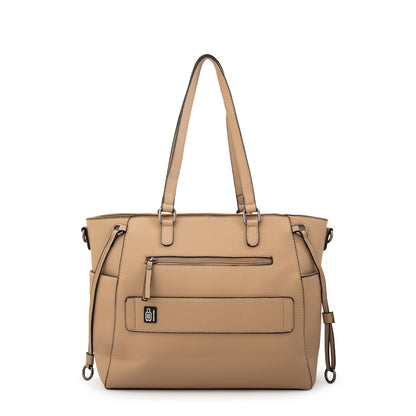 Cartera tote porta notebook romina grande beige oscuro