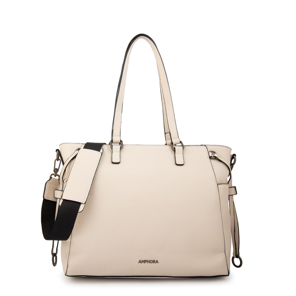 Cartera tote porta notebook romina blanco crudo