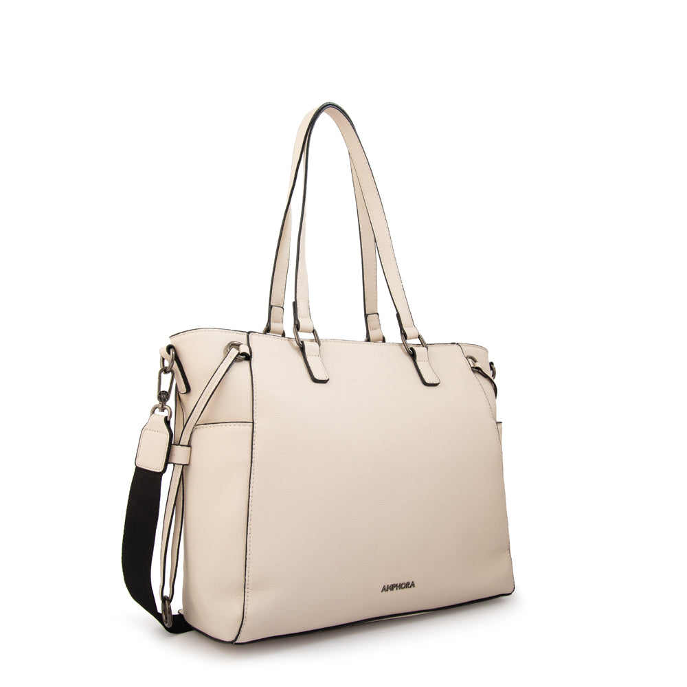 Cartera tote porta notebook romina blanco crudo