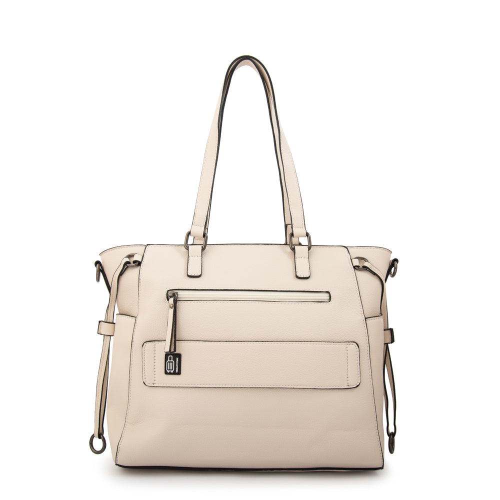 Cartera tote porta notebook romina blanco crudo