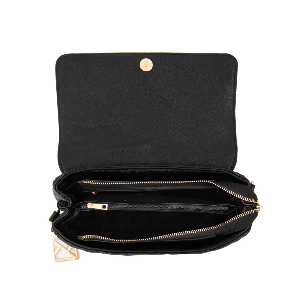 Cartera bandolera con tapa anisa pequeña negro