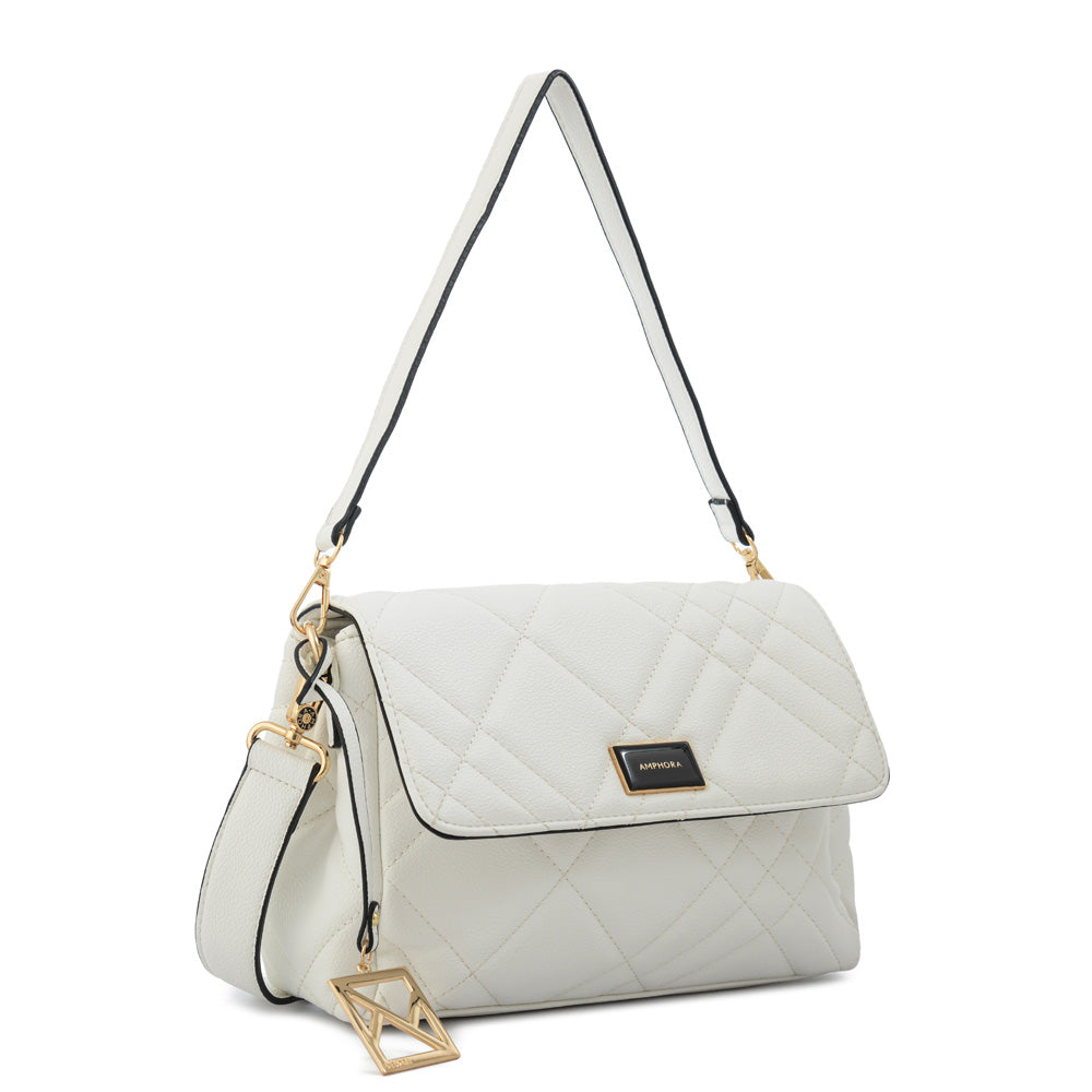 Cartera bandolera con tapa anisa pequeña blanco