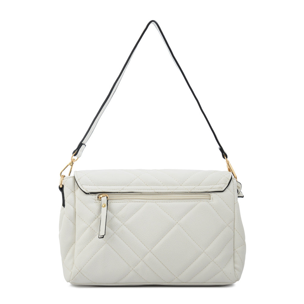 Cartera bandolera con tapa anisa pequeña blanco