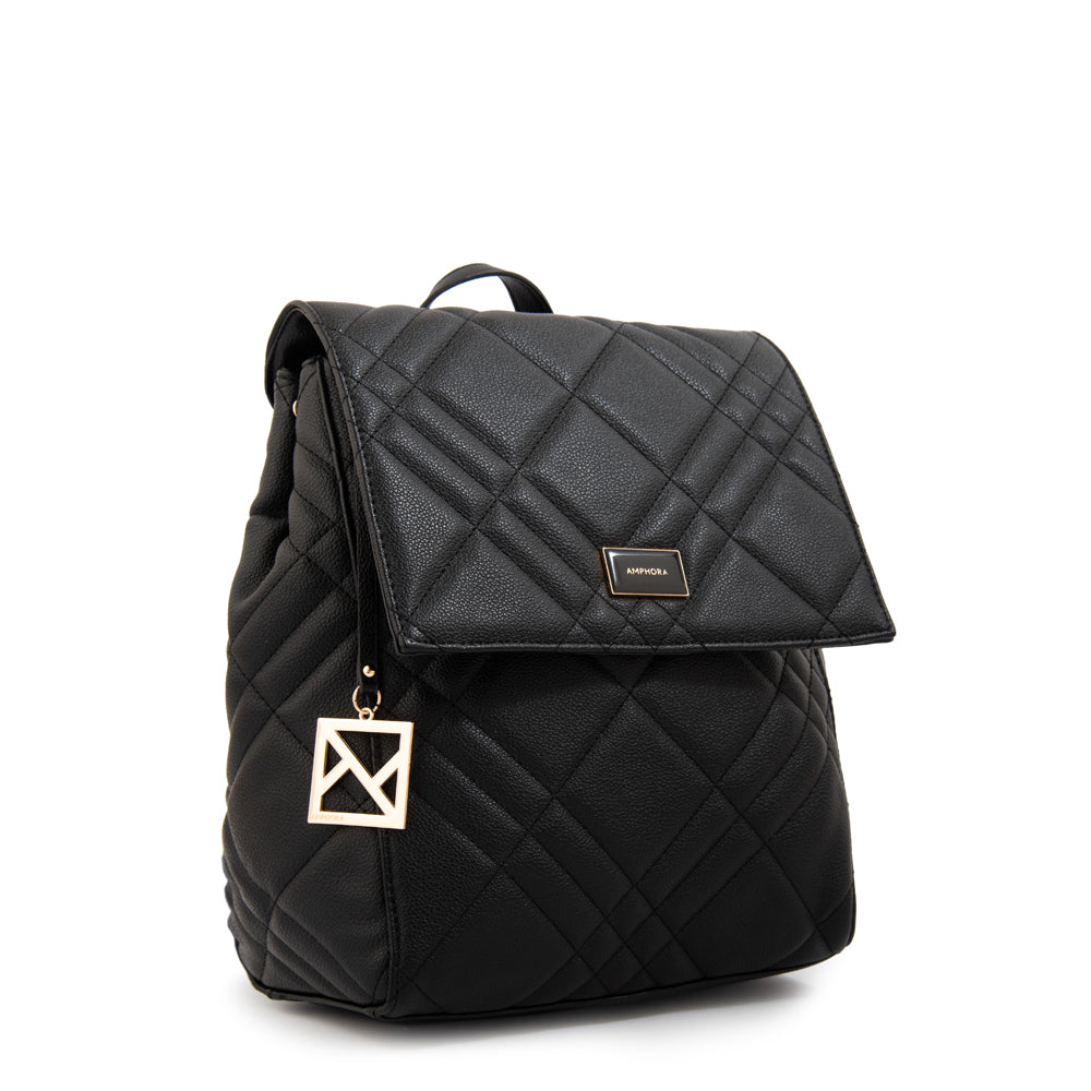 Mochila con tapa anisa mediana negro