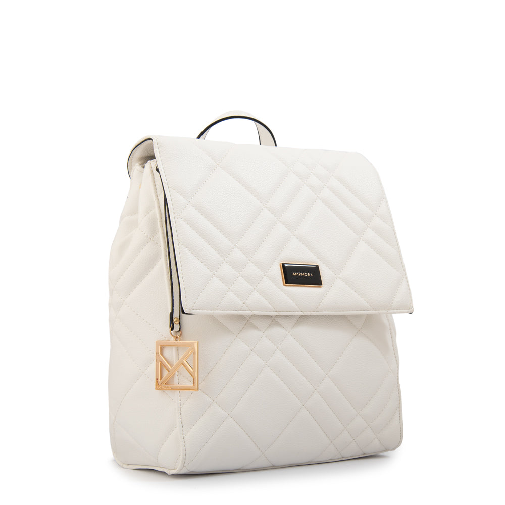 Mochila con tapa anisa mediana blanco