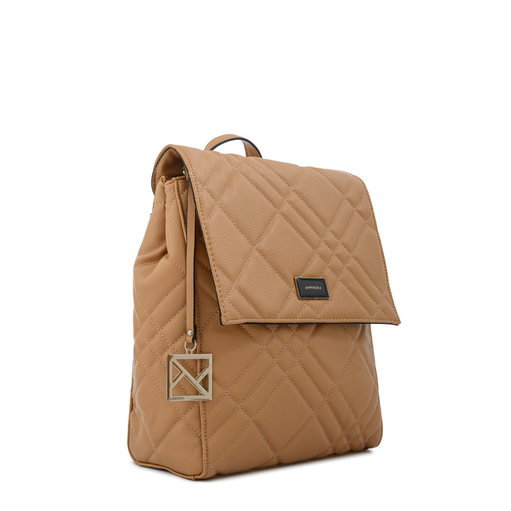 Mochila con tapa anisa mediana camel