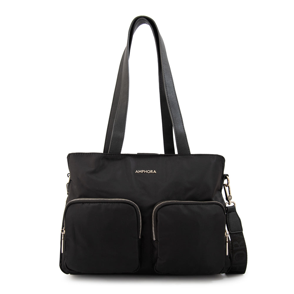 Cartera tote teri mediana negro