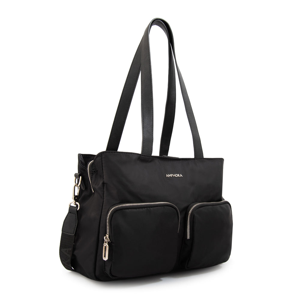 Cartera tote teri mediana negro