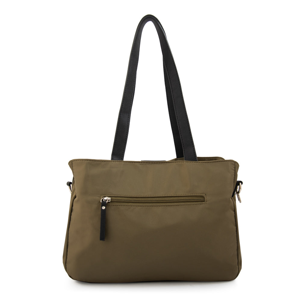 Cartera tote teri mediana verde oliva