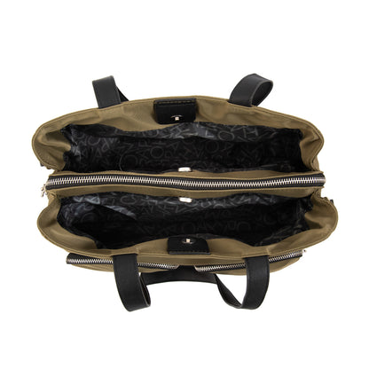 Cartera tote teri mediana verde oliva