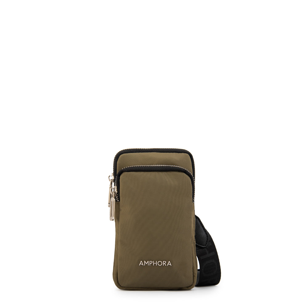 Cartera Bandolera porta celular teri pequeña verde oliva
