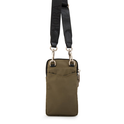 Cartera Bandolera porta celular teri pequeña verde oliva
