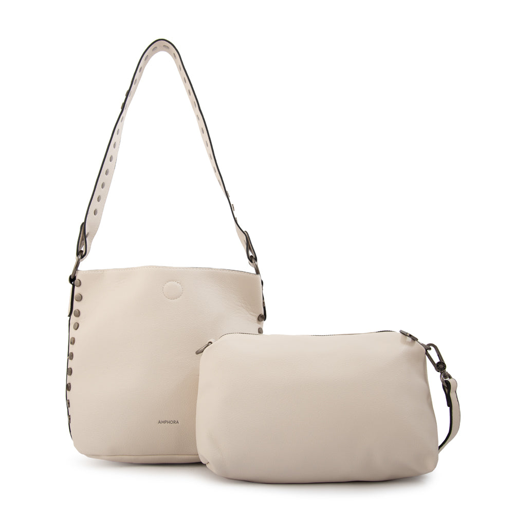 Cartera bandolera eloisse mediana blanco crudo
