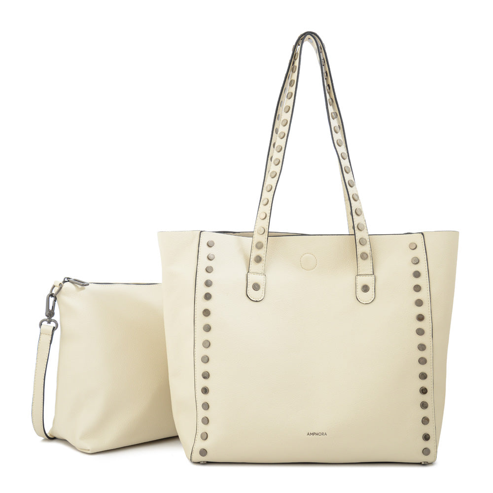 Cartera tote eloisse grande blanco crudo