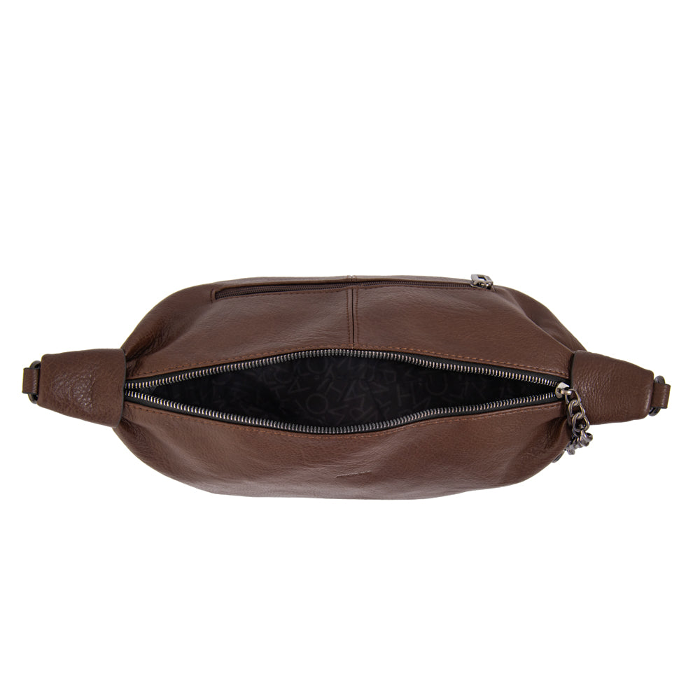Cartera corte oval tiare mediana café oscuro