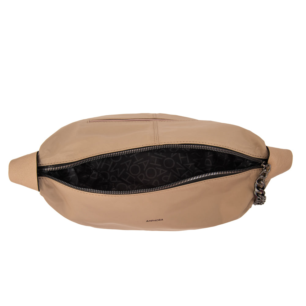 Cartera corte oval tiare mediana beige