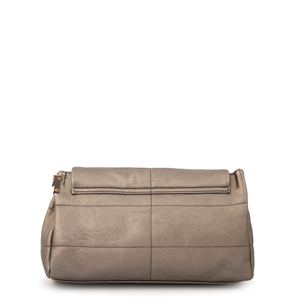 Cartera bandolera tatiana pequeña plateado oscuro