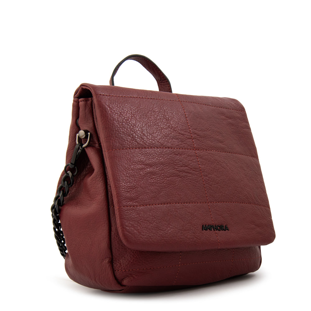 Mochila con tapa tatiana pequeña burdeo