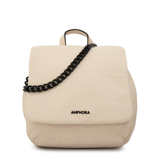 Mochila con tapa tatiana pequeña blanco crudo