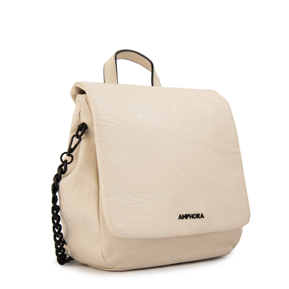 Mochila con tapa tatiana pequeña blanco crudo