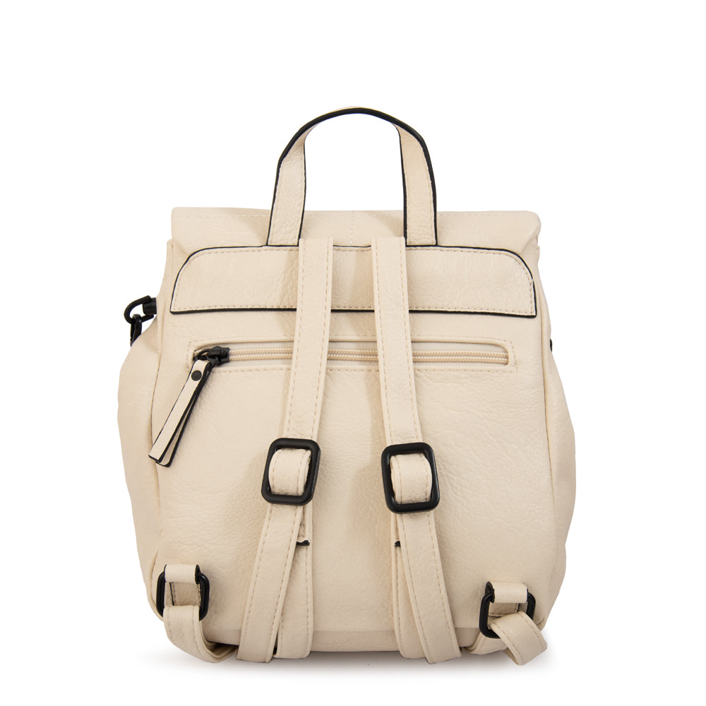 Mochila con tapa tatiana pequeña blanco crudo