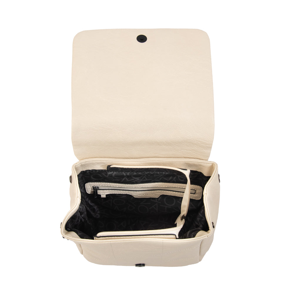 Mochila con tapa tatiana pequeña blanco crudo