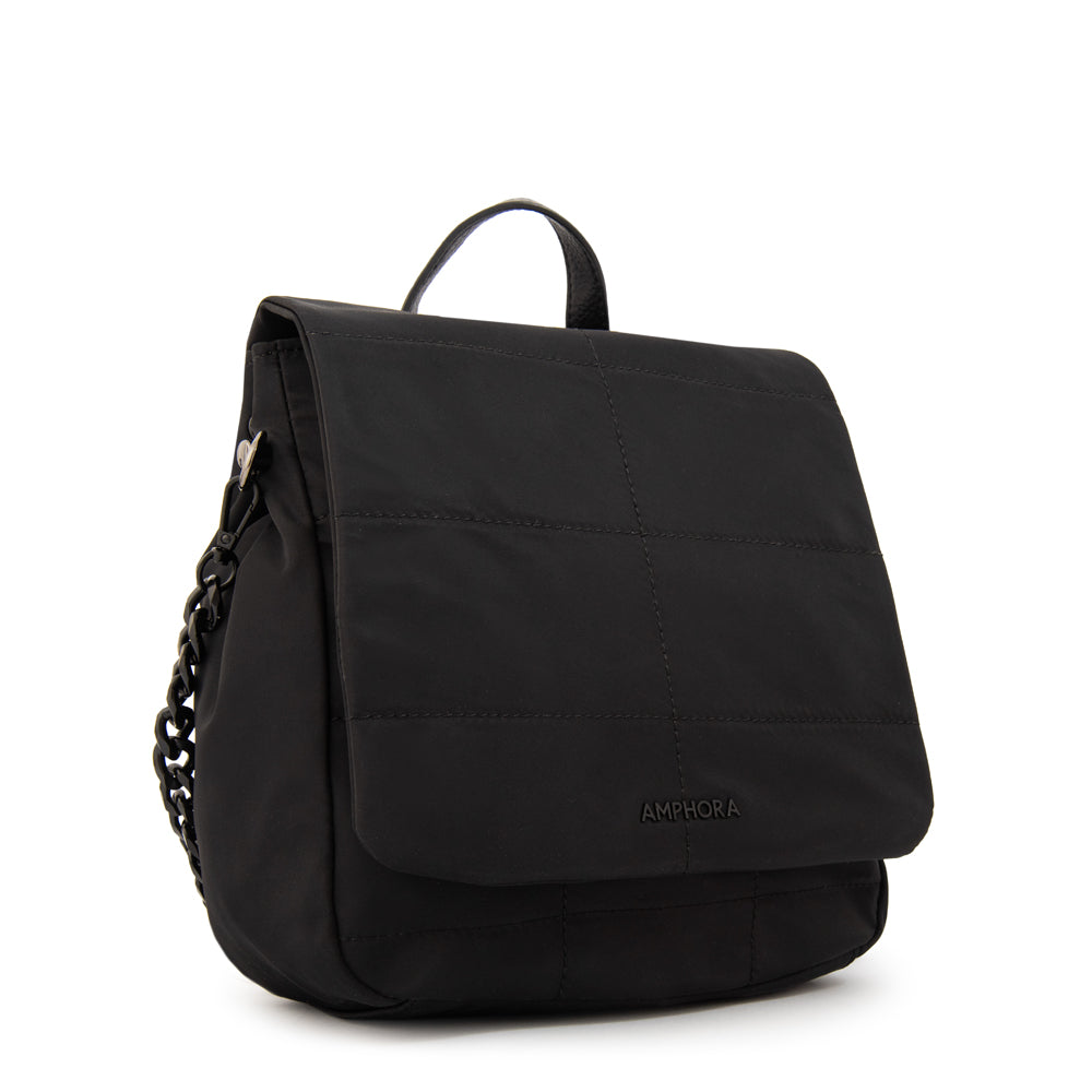 Mochila con tapa tatiana pequeña negro