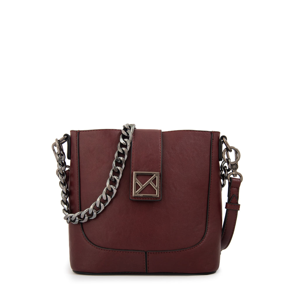 Cartera bandolera romina pequeña burdeo