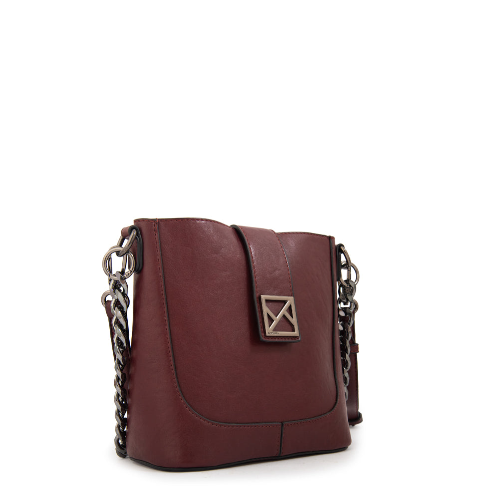Cartera bandolera romina pequeña burdeo