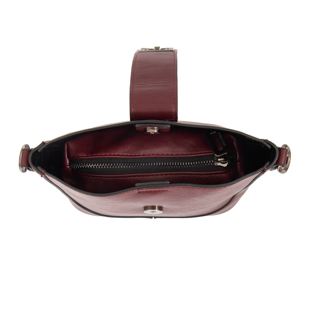 Cartera bandolera romina pequeña burdeo