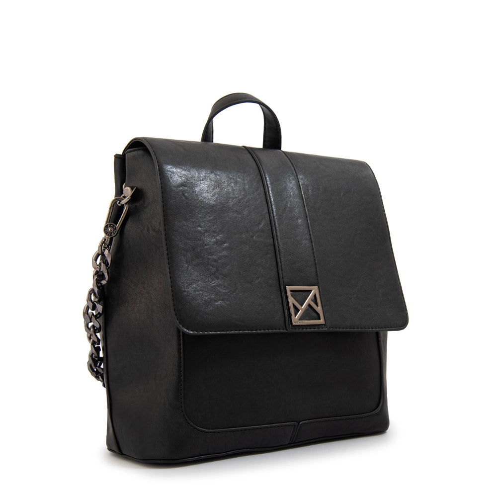 Mochila con tapa romina mediana negro