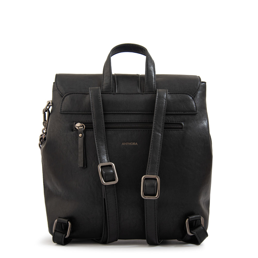 Mochila con tapa romina mediana negro