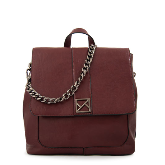 Mochila con tapa romina mediana burdeo